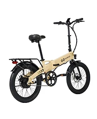 GoPowerBike GoVolt Folding Electric Bike for Adults | 20" Tires | 500W Motor | 45+ Mile Range | 20mph Top Speed | Class 1 & 2 eBike | Sand