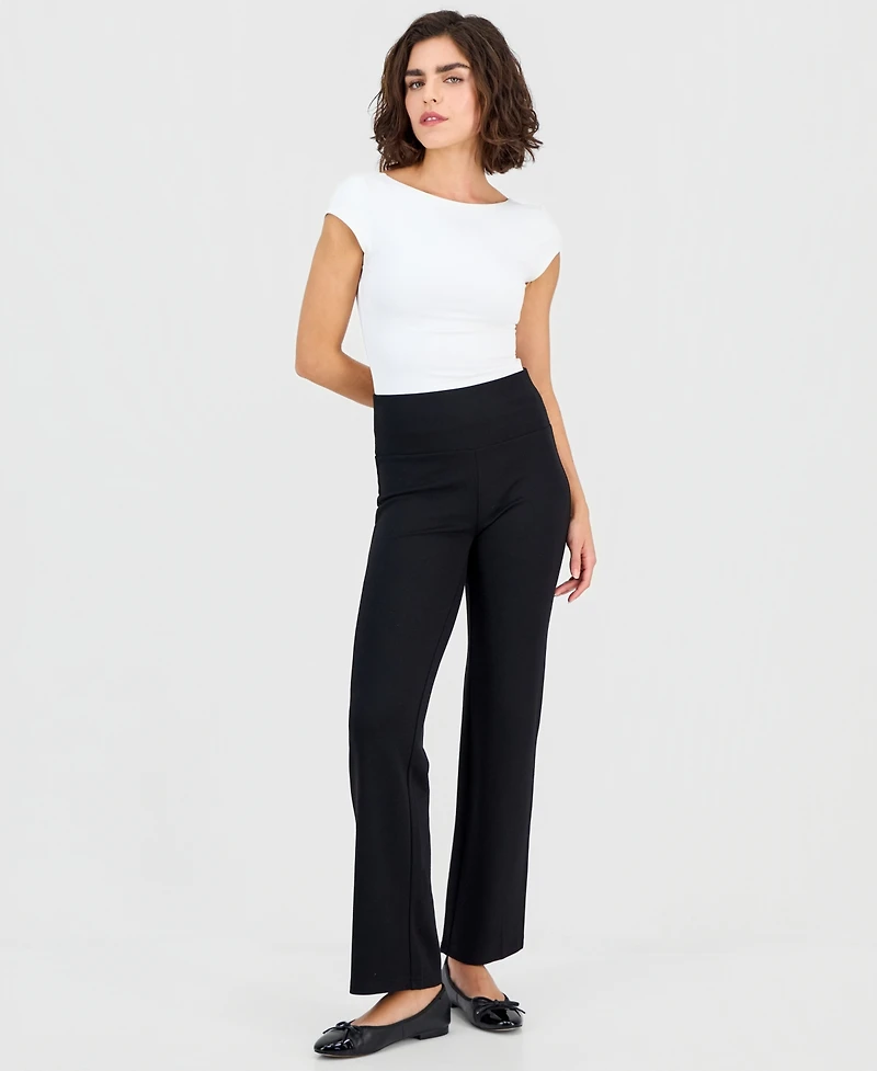 Ak Anne Klein Women's Wide-Waistband High-Rise Pants