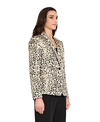 Tahari Asl Women's Long Sleeves Jacquard Leopard Blazer