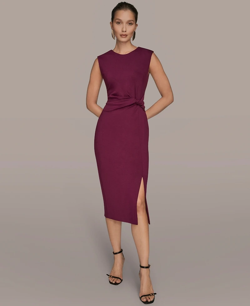 Donna Karan New York Women's Jewel-Neck Front-Slit Sheath Dress