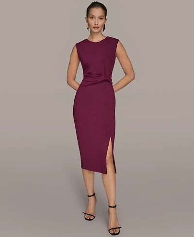 Donna Karan New York Women's Jewel-Neck Front-Slit Sheath Dress