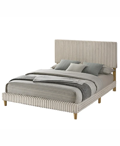 Best Quality Furniture Full Corduroy Velvet Panel Bed