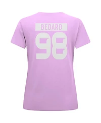 Levelwear Women's Connor Bedard Lavender Chicago Blackhawks Hockey Fights Cancer Anthem Name Number T-Shirt