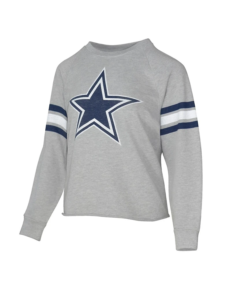 Lauren James Women's Gray Dallas Cowboys Raglan Terry Sweatshirt