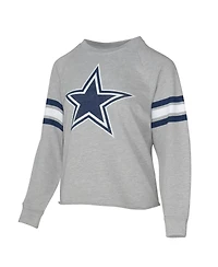 Lauren James Women's Gray Dallas Cowboys Raglan Terry Sweatshirt