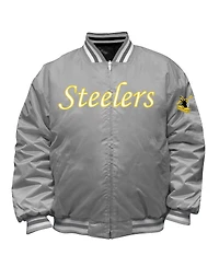 Mitchell & Ness Men's Black/Silver Pittsburgh Steelers Big Tall Throwback Reversible Full-Zip Jacket