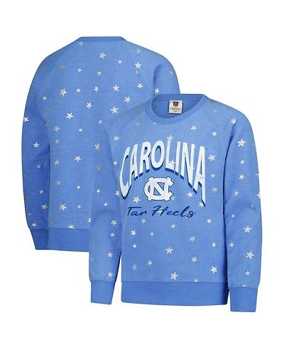 Wes & Willy Big Girls Light Blue North Carolina Tar Heels Shimmer Star Reverse Sweatshirt