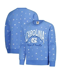 Wes & Willy Big Girls Light Blue North Carolina Tar Heels Shimmer Star Reverse Sweatshirt