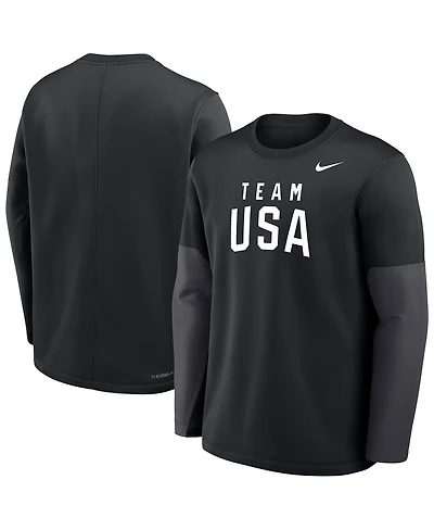 Nike Men's Black Team Usa Coaches Therma-fit Long Sleeve T-Shirt