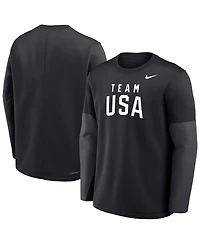 Nike Men's Black Team Usa Coaches Therma-fit Long Sleeve T-Shirt