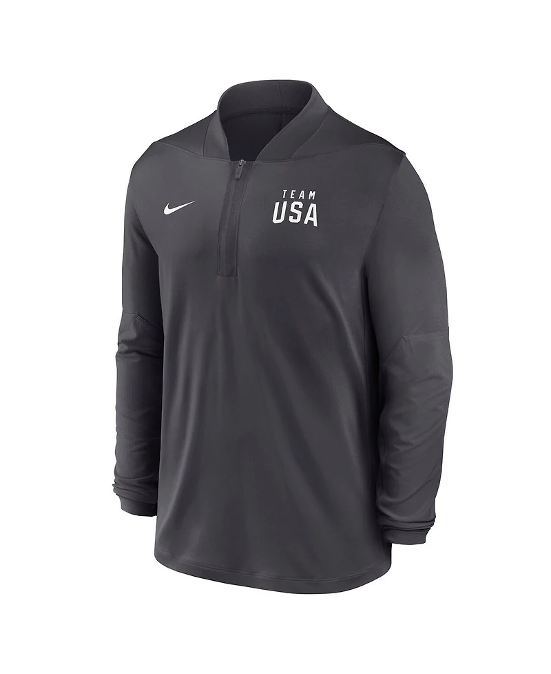 Nike Men's Anthracite Team Usa Dri-fit Half-Zip Pullover Sweatshirt
