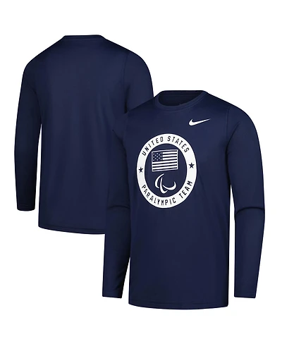 Nike Big Boys and Girls Navy U.s. Paralympics Legend Long Sleeve T-Shirt