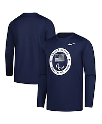 Nike Big Boys and Girls Navy U.s. Paralympics Legend Long Sleeve T-Shirt