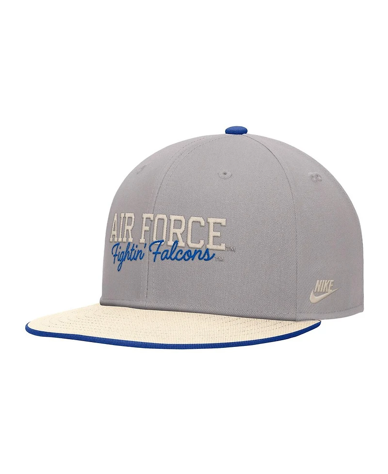 Nike Men's Gray Air Force Falcons Vintage Script Pro Dri-fit Snapback Hat