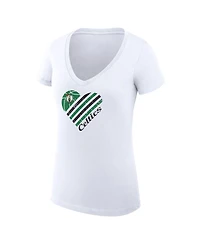 G-iii 4Her by Carl Banks Women's White Boston Celtics Super-Slim Fit Lightweight Heart V-Neck T-Shirt