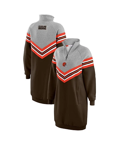Wear by Erin Andrews Women's Brown/Heather Gray Cleveland Browns Chevron Stripe Dress