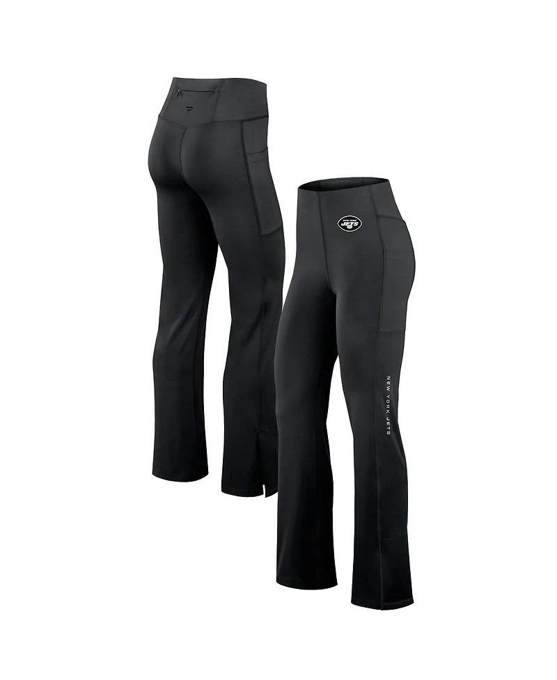 Fanatics Women's Black New York Jets Studio Fitted Flared Leggings