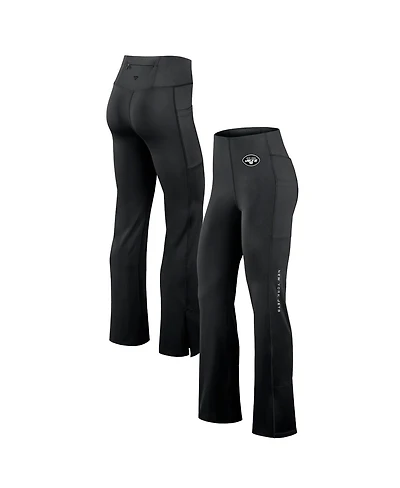 Fanatics Women's Black New York Jets Studio Fitted Flared Leggings