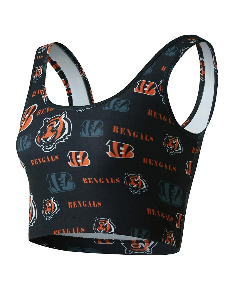 Concepts Sport Women's Black Cincinnati Bengals Mosaic Allover Print Bralette