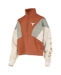 Pressbox Women's Texas Orange Longhorns Ferrara Color Block Quarter-Zip Sweatshirt