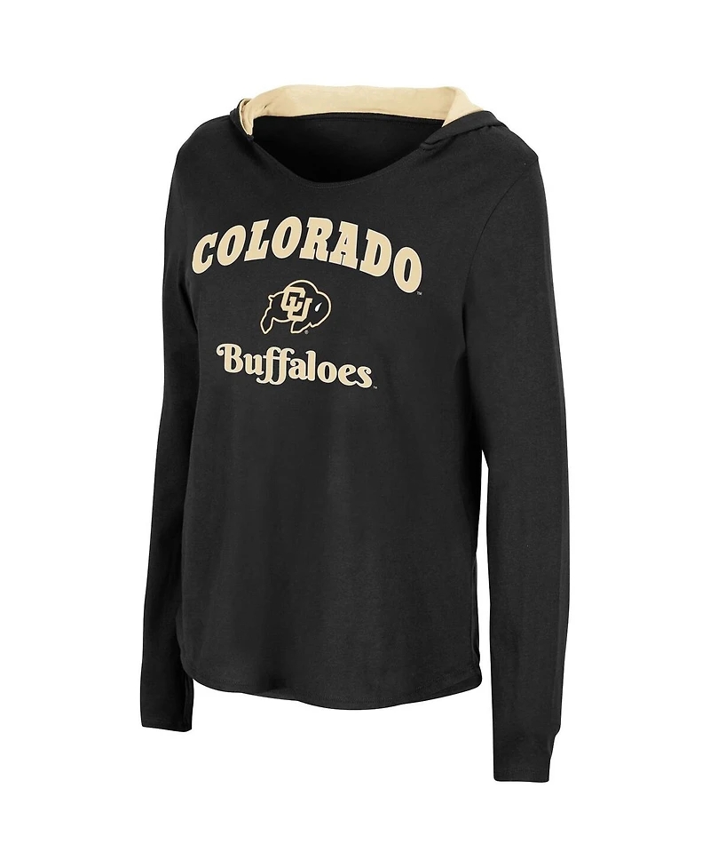 Colosseum Women's Black Colorado Buffaloes Catalina Hoodie Long Sleeve T-Shirt