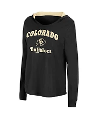 Colosseum Women's Black Colorado Buffaloes Catalina Hoodie Long Sleeve T-Shirt