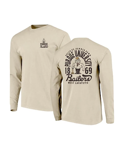 Image One Men's Natural Purdue Boilermakers Comfort Colors Mascot Overlay Long Sleeve T-Shirt