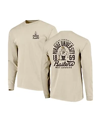 Image One Men's Natural Purdue Boilermakers Comfort Colors Mascot Overlay Long Sleeve T-Shirt