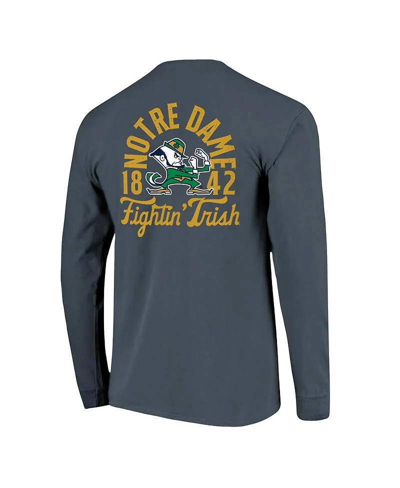 Image One Men's Navy Notre Dame Fighting Irish Comfort Colors Mascot Overlay Long Sleeve T-Shirt