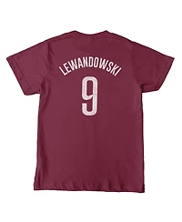 1863FC Big Boys and Girls Robert Lewandowski Maroon Barcelona Player T-Shirt
