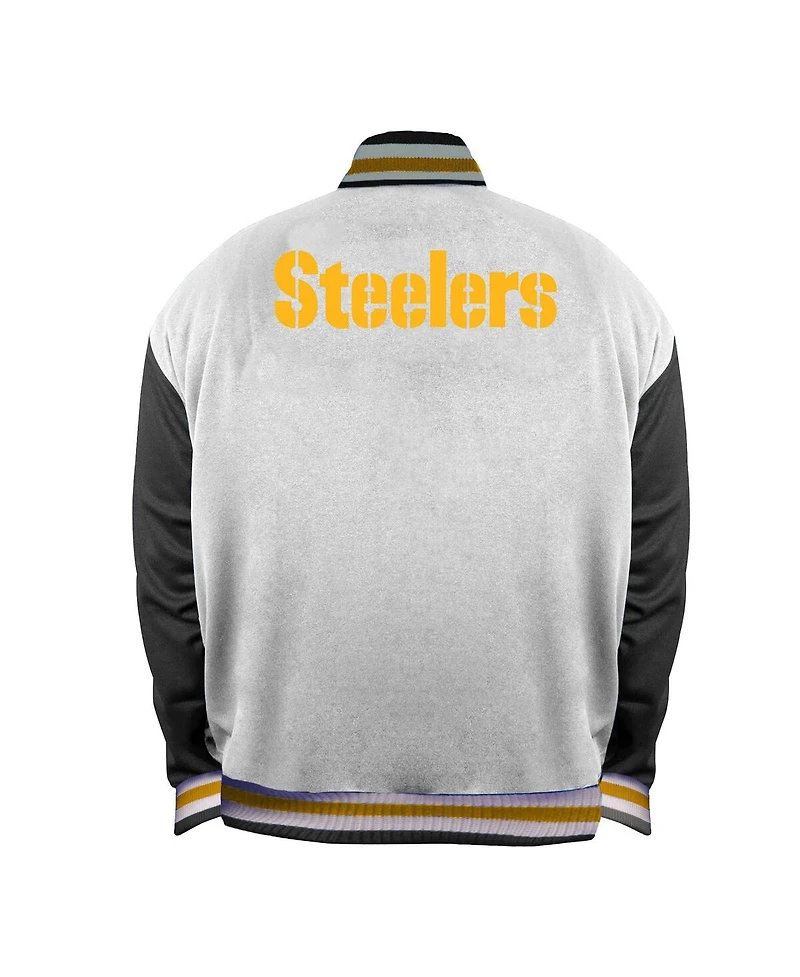 Mitchell & Ness Women's White Pittsburgh Steelers Plus Full-Snap Satin Jacket