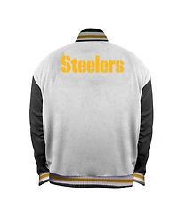Mitchell & Ness Women's White Pittsburgh Steelers Plus Full-Snap Satin Jacket