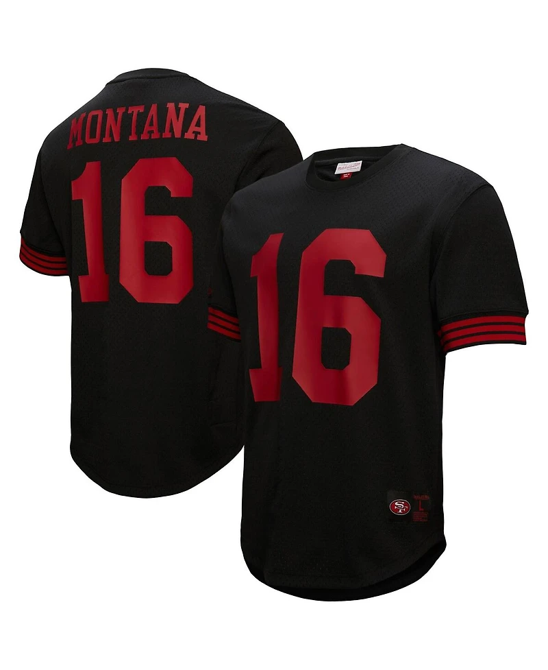 Mitchell & Ness Men's Joe Montana Black San Francisco 49ers Big Tall Mesh Player Name Number T-Shirt