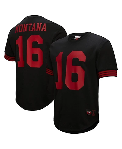 Mitchell & Ness Men's Joe Montana Black San Francisco 49ers Big Tall Mesh Player Name Number T-Shirt