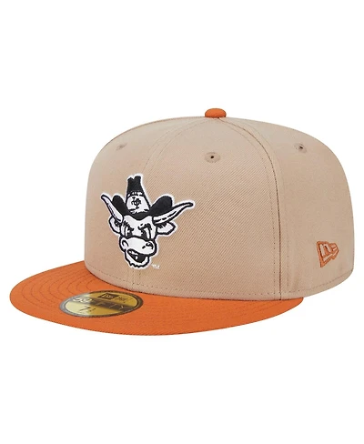 New Era Men's Khaki Texas Longhorns Throwback Two-Tone 59FIFTY Fitted Hat