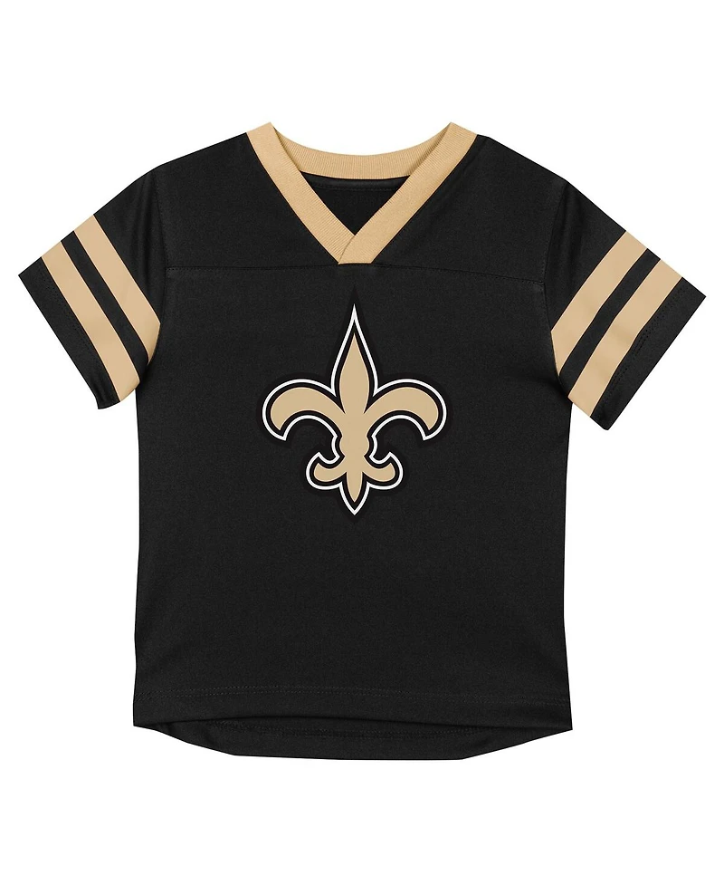 Outerstuff Toddler 2-Piece Black/Vegas Gold New Orleans Saints Red Zone V-Neck T-Shirt and Pants Set