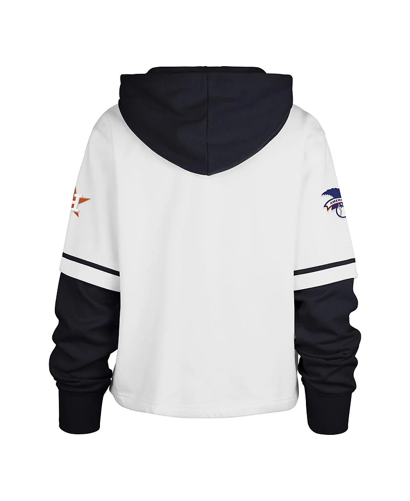 '47 Brand Women's White Houston Astros Trifecta Shortstop Cropped Pullover Hoodie