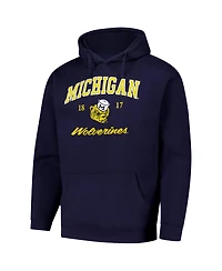 League Collegiate Wear Men's Navy Michigan Wolverines Arch Script Essential Fleece 2.0 Pullover Hoodie