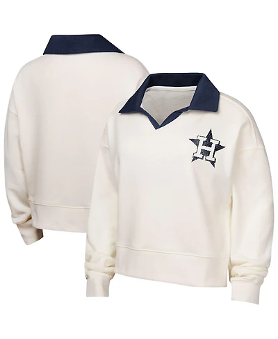 Outerstuff Big Girls White Houston Astros Ballpark Hit Collared V-Neck Pullover Sweatshirt