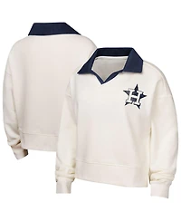 Outerstuff Big Girls White Houston Astros Ballpark Hit Collared V-Neck Pullover Sweatshirt
