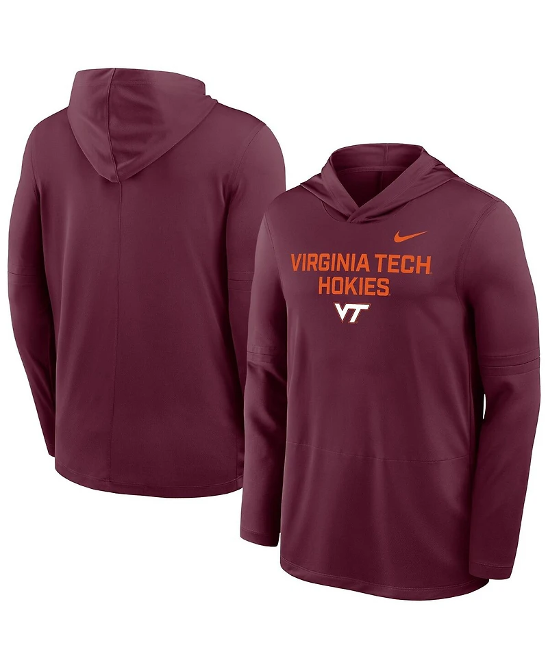 Nike Men's Maroon Virginia Tech Hokies 2025 Sideline Dri-fit Long Sleeve Hoodie T-Shirt
