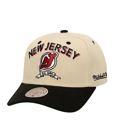 Mitchell & Ness Men's Cream New Jersey Devils Soul Legacy Defined Two-Tone Pro Crown Adjustable Hat