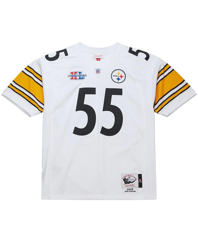 Mitchell & Ness Men's Joey Porter White Pittsburgh Steelers 2005 Authentic Throwback Retired Player Jersey