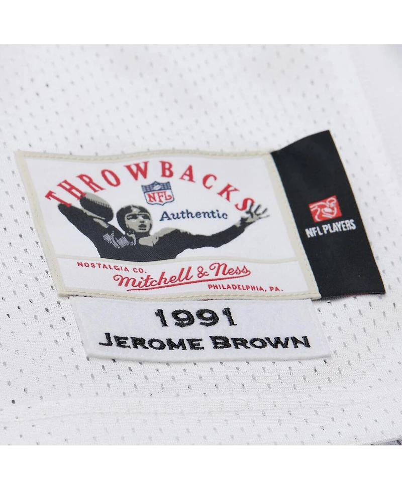 Mitchell & Ness Men's Jerome Brown White Philadelphia Eagles 1991 Authentic Throwback Retired Player Jersey