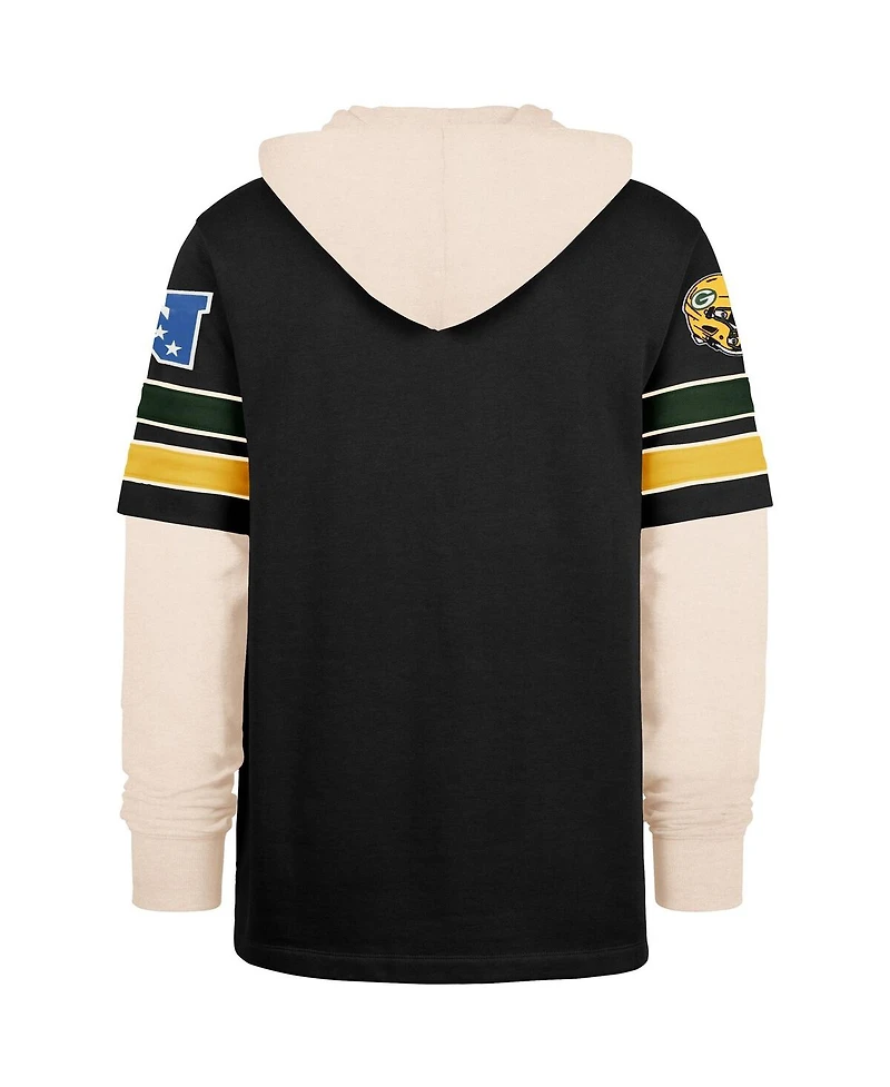 '47 Brand Men's Black Green Bay Packers Split Zone Cornerback Duo Hoodie