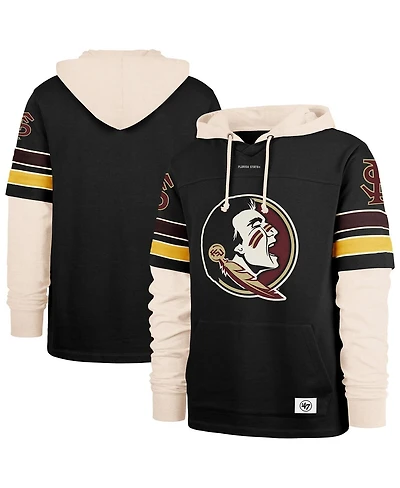 '47 Brand Men's Black Florida State Seminoles Split Zone Cornerback Lacer Pullover Hoodie