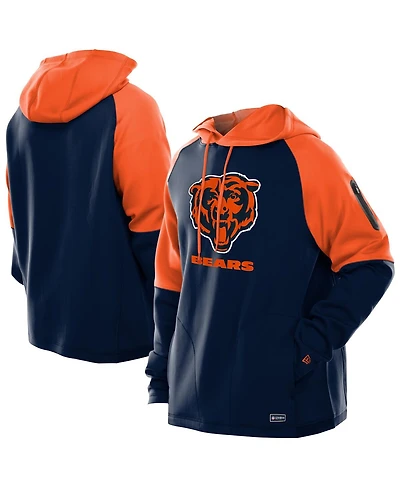 New Era Men's Navy Chicago Bears Combine Authentic Color Block Raglan Pullover Hoodie