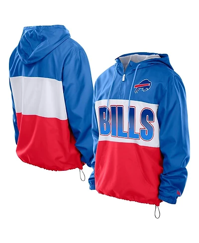 New Era Men's Royal Buffalo Bills Ripstop Quarter-Zip Hooded Windbreaker