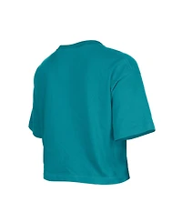 New Era Girls Aqua Miami Dolphins Flip Sequin Boxy T-Shirt