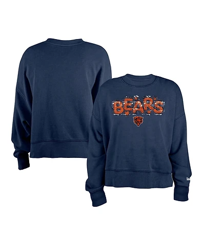 New Era Girls Navy Chicago Bears Flip Sequin Sweatshirt